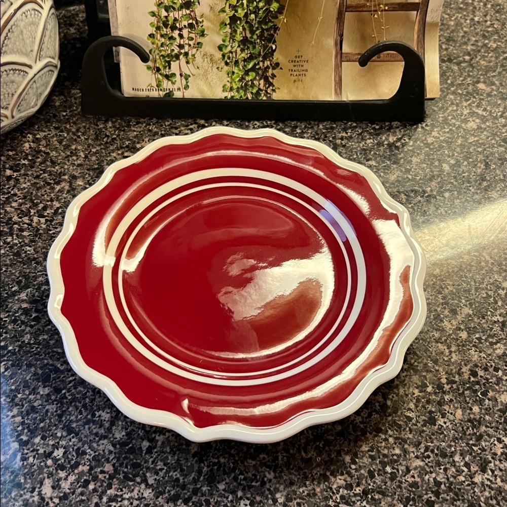 Four NWT The Pioneer Woman Ainsley 8.5-Inch Salad Plate, Red - Picture 6 of 7